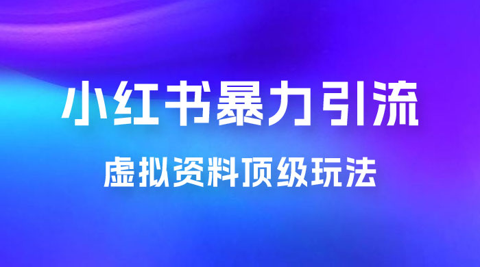 虚拟资料顶级玩法，小红书暴力引流，喂饭级教程零成本，利润任你定 - 友友资源