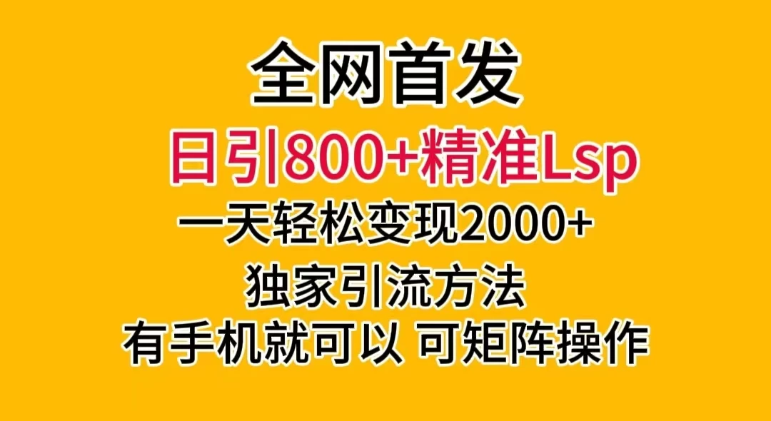日引 800+ 精准老色批，一天变现 2000+，独家引流方法，可矩阵操作，月入 5W+ - 友友资源