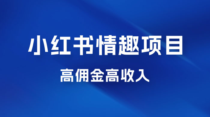 最新小红书情趣项目，日入千，高佣金高收入，操作简单，长期稳定 - 友友资源