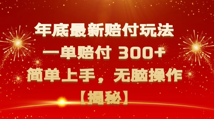 年底最新赔付玩法，一单赔付 300+，简单上手，无脑操作【揭秘】 - 友友资源