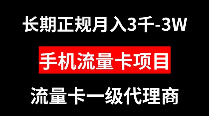 手机流量卡代理月入 3000-3w 长期正规项目 - 友友资源