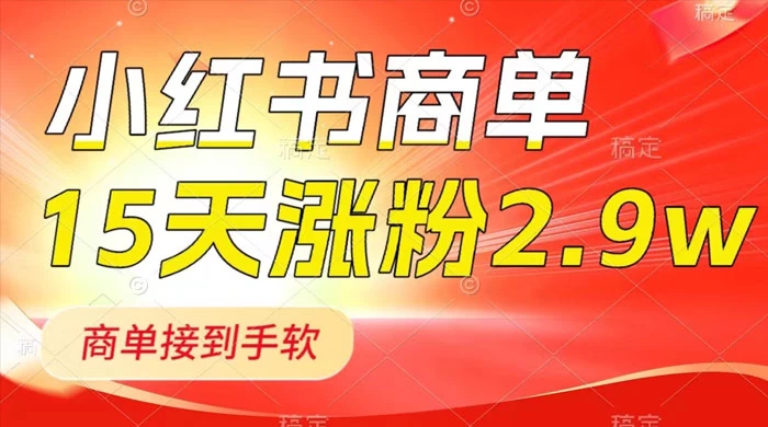 小红书商单最新玩法，新号 15 天 2.9w 粉，商单接到手软，1分钟一篇笔记 - 友友资源