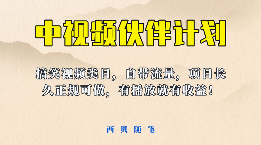 中视频伙伴计划玩法！长久正规稳定，有播放就有收益！搞笑类目自带流量 - 友友资源