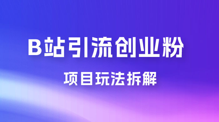 B 站引流日引流 100+ 创业粉项目拆解超简单 2 分钟上手 - 友友资源