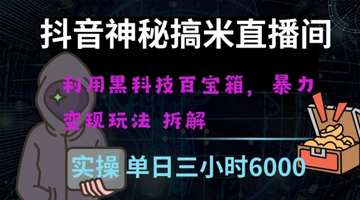抖音神秘搞米直播间，利用黑科技百宝箱暴力变现，全方位拆解教学【揭秘】 - 友友资源