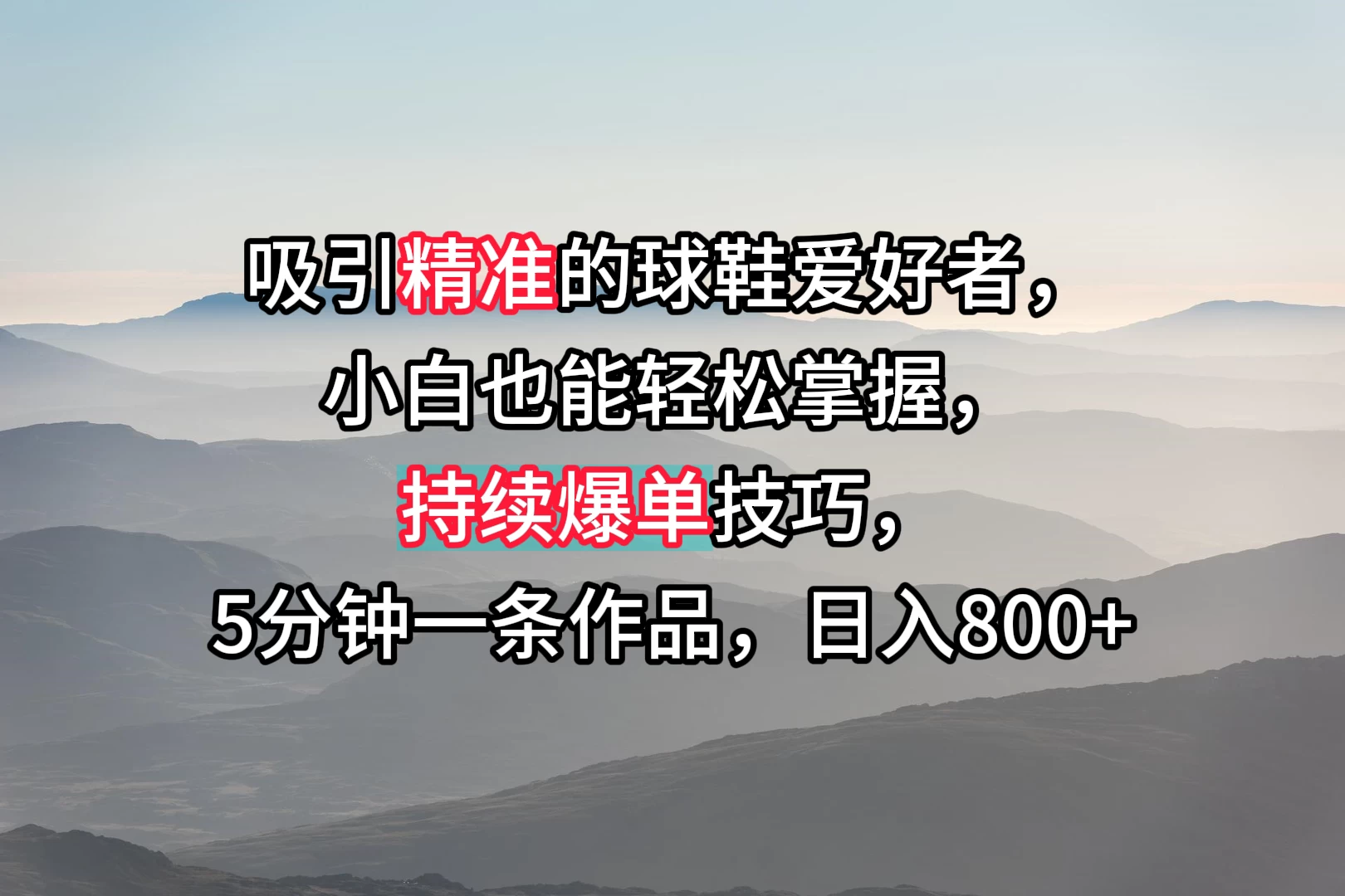 吸引精准的球鞋爱好者，小白也能轻松掌握，持续爆单技巧，5分钟一条作品，日入800+ - 友友资源