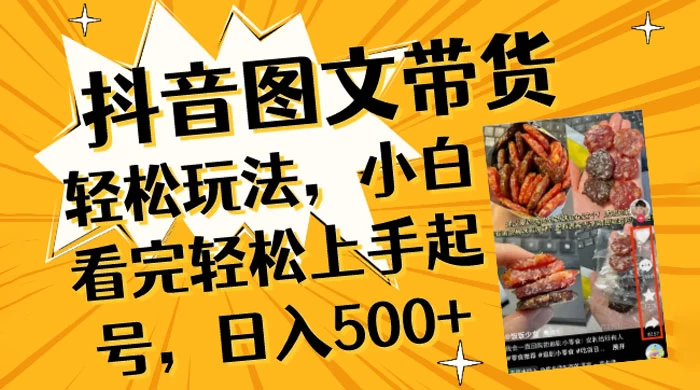 抖音图文带货轻松玩法，小白看完轻松上手起号，日入500+ - 友友资源