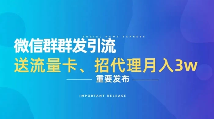 利用微信群卖流量卡，招代理，3 个月变现 11 万（附软件） - 友友资源