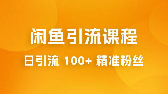 闲鱼引流课程：三个账号操作 20 分钟，日引流 100+ 精准粉丝 - 友友资源