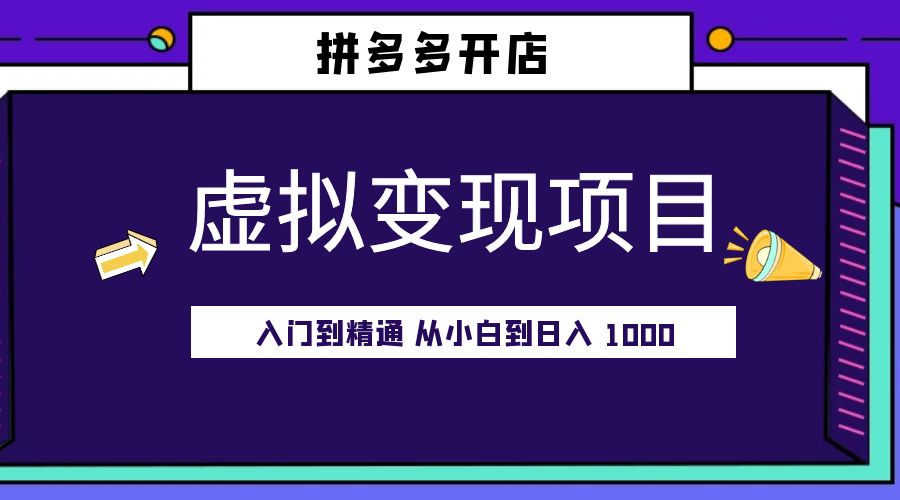 拼多多开店虚拟变现项目：入门到精通 从小白到日入 1000「完整版」 - 友友资源
