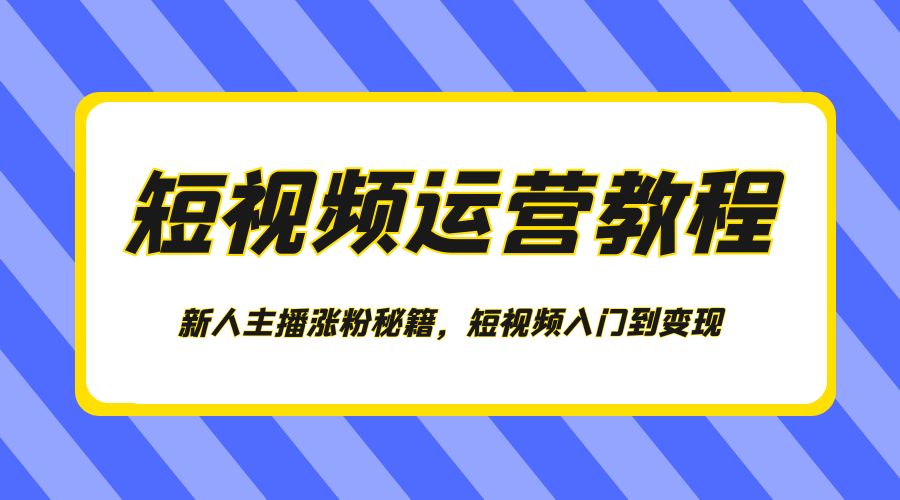 短视频运营教程：新人主播涨粉秘籍，短视频入门到变现 - 友友资源