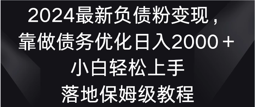 2024最新负债粉变现，靠做债务优化日入2000＋小白轻松上手 落地保姆级教程 - 友友资源