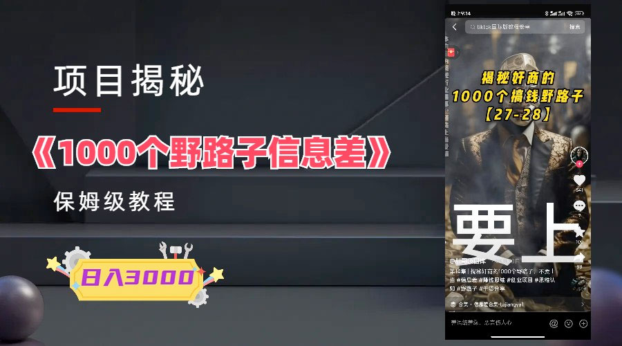 1000 个野路子信息差保姆式教程：单日变现 3000+ 的玩法解密 - 友友资源