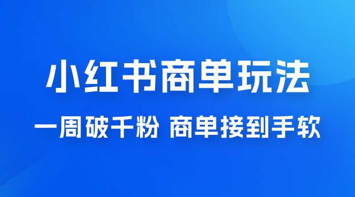 小红书商单蓝海玩法，一周破千粉，商单接到手软，一单 150-800 - 友友资源