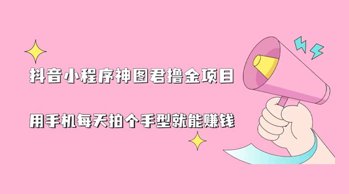 抖音小程序神图君撸金项目：用手机每天拍个手型挂载一下小程序就能赚钱 - 友友资源
