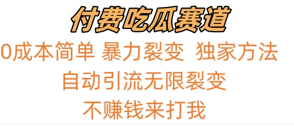 0成本简单暴力裂变，吃瓜付费赛道，不赚钱你来打我 - 友友资源